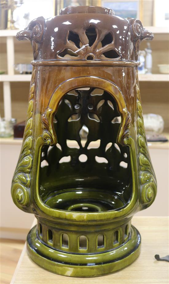 A Bretby Art Nouveau greenhouse burner/jardiniere